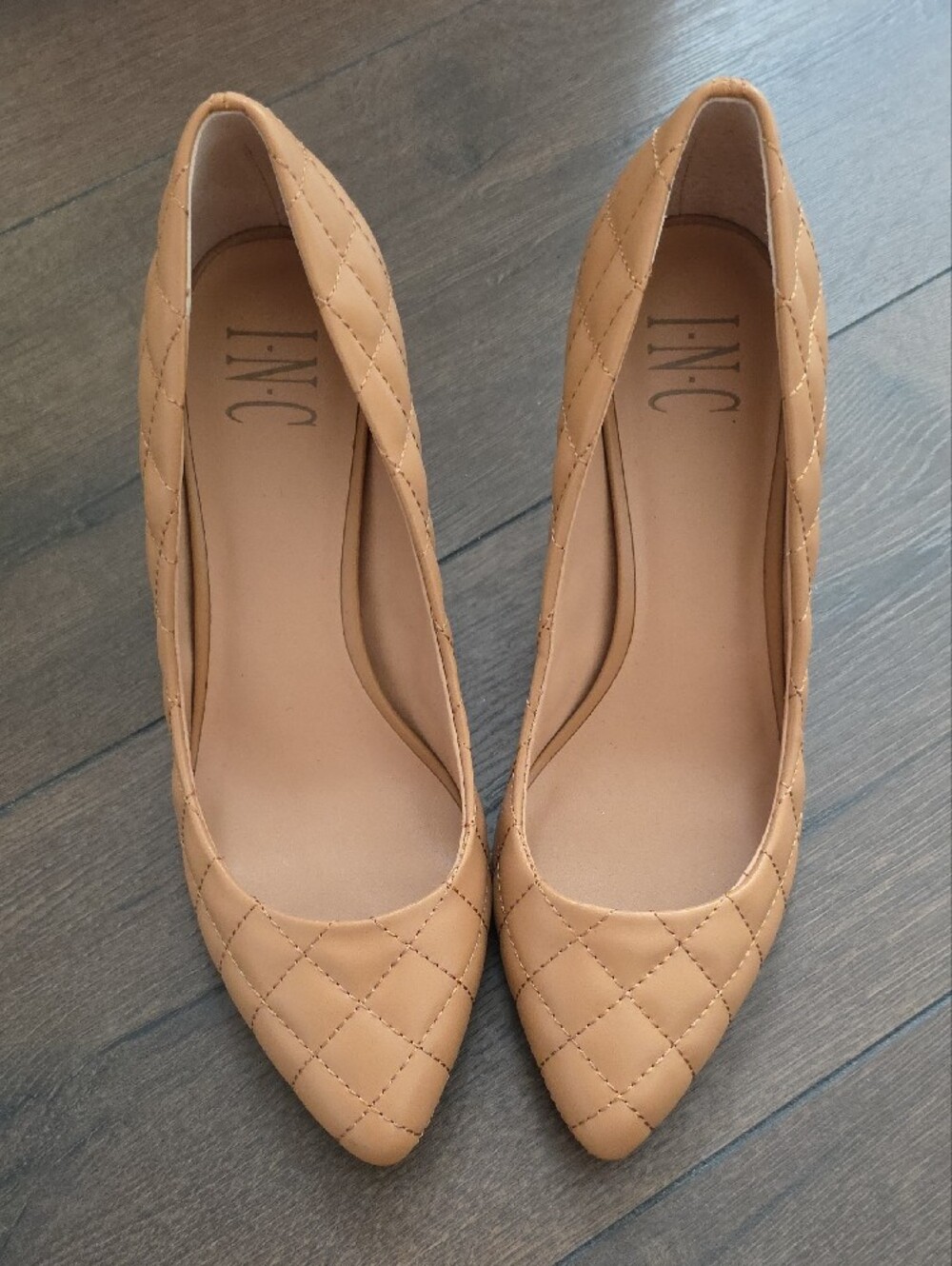 INC International Concepts Quilted Beige Pointed-Toe Pump - Picture 2 of 9